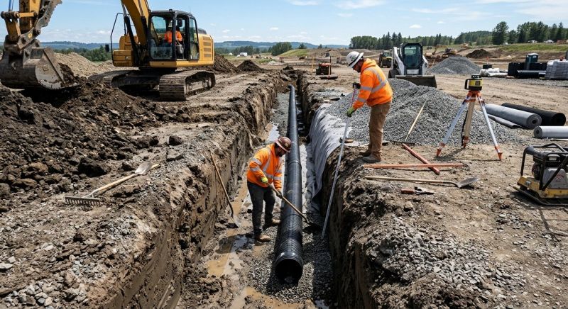 Drainage Trench Installation in Conroe, TX